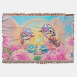 Cobertor Pássaros legal com óculos Sunset