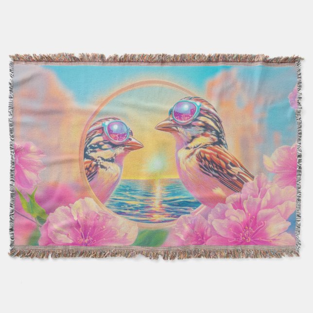 Cobertor Pássaros legal com óculos Sunset (Frente)