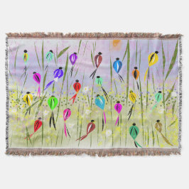 Cobertor Pássaros modernos em aquarela pela manhã 