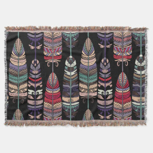 Cobertor Pássaros Penas Arte Tribal Sem Costura