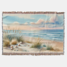 Cobertor Pastel Coastal Dunes Watercolor