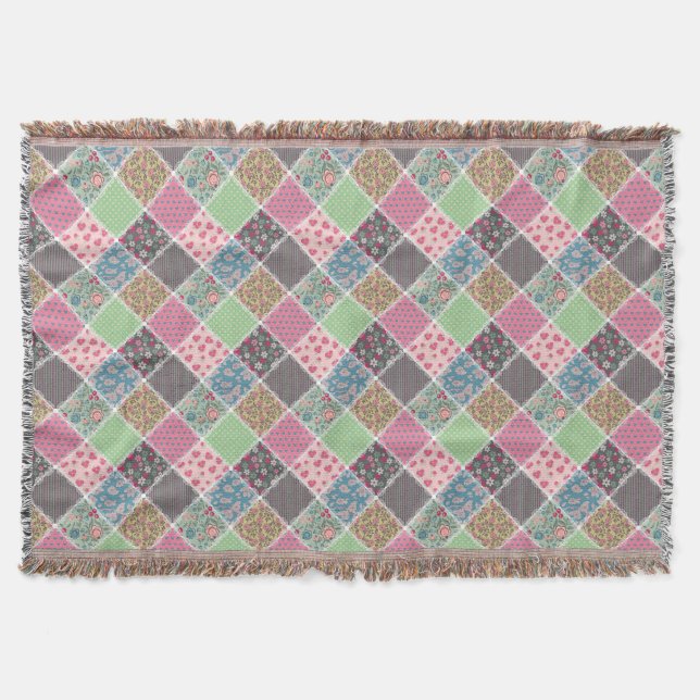 Cobertor Pastel Floral Quilt Squares (Frente)