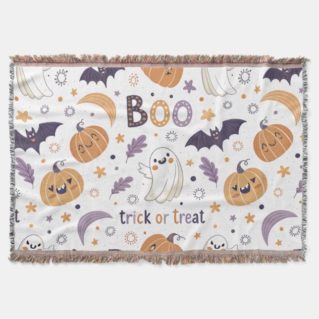 Cobertor Pastel Ghost & Pumpkin Throw Blanket (Frente)
