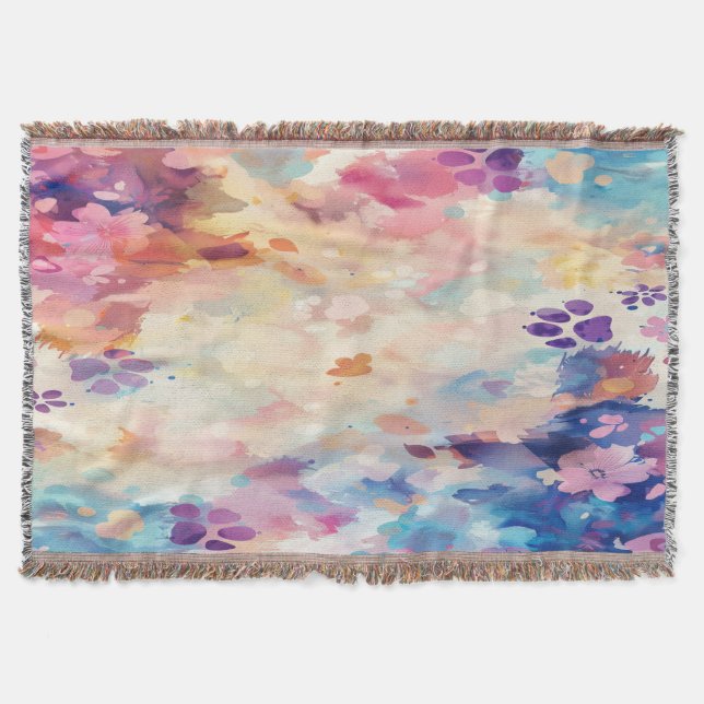 Cobertor Pastel Paw Print Throw Blanket A Gentle Hug  (Frente)