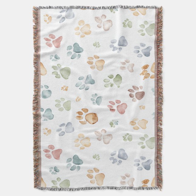 Cobertor Pastel Paw Print Throw Blanket Cozy Bloom  (Frente Vertical)