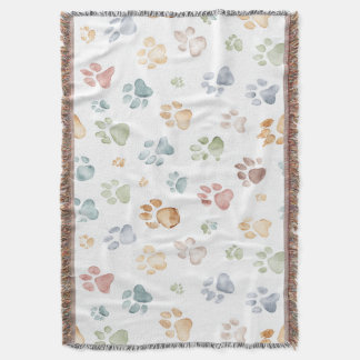 Cobertor Pastel Paw Print Throw Blanket Cozy Bloom