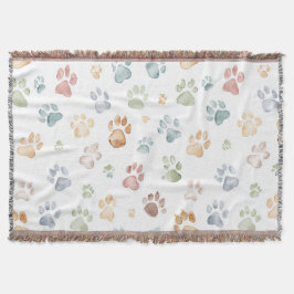 Cobertor Pastel Paw Print Throw Blanket Cozy Bloom
