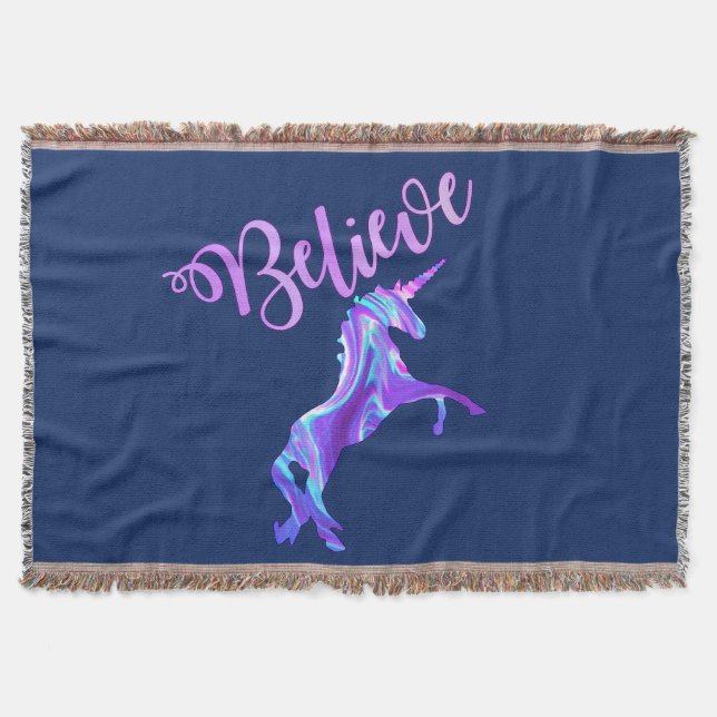 Cobertor Pastel Rainbow Acredita no Unicorn (Frente)