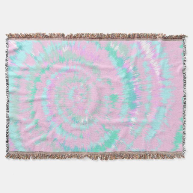 Cobertor Pastel Tie Dye Pink Pink Aqua Mint Green (Frente)