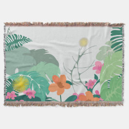 Cobertor Pastel Tropical Leaves and Flowers