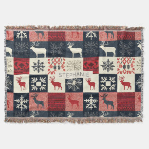 Cobertor Patchwork do Fair Isle Knited   Holiday Reindeer