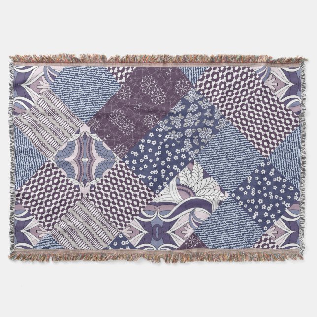 Cobertor Patchwork Doodle: Vintage Boho Seamless. (Frente)