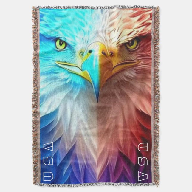 Cobertor Patriótico Americano Bald Eagle Personalizado (Frente Vertical)