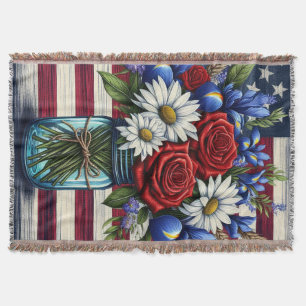 Cobertor Patriótico, floral Americano angustiado