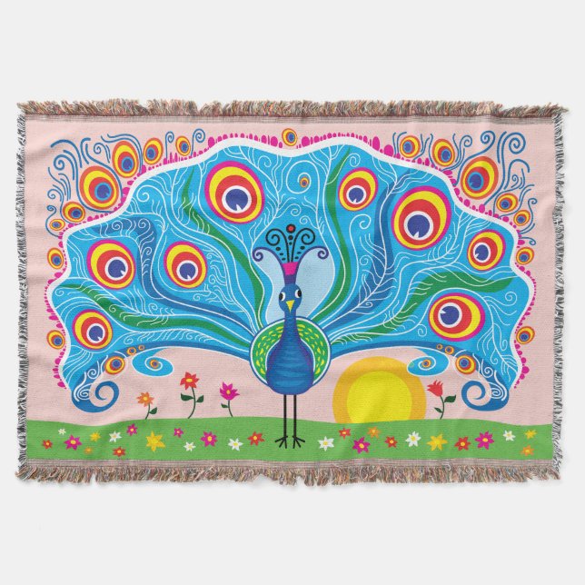 Cobertor Pavão com Flores (Frente)