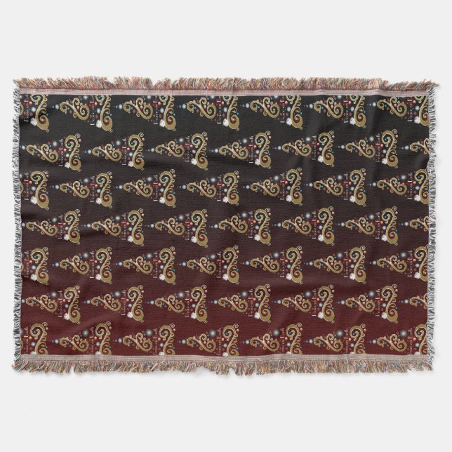 Cobertor Paz no padrão das árvores de Natal do ouro da Terr (Frente)