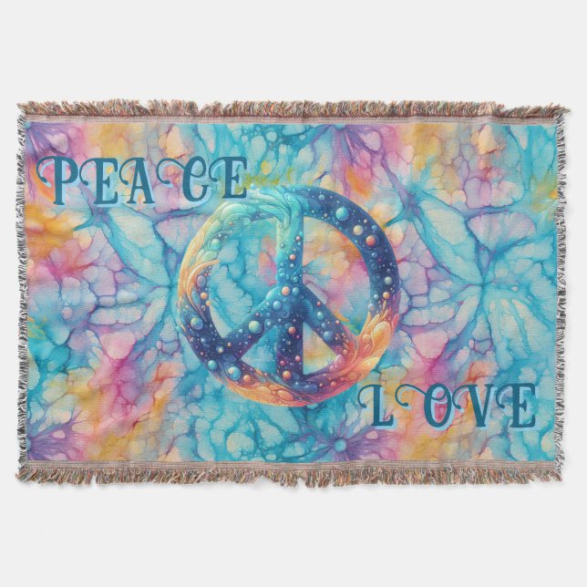 Cobertor Peace Love Tie-Dye (Frente)