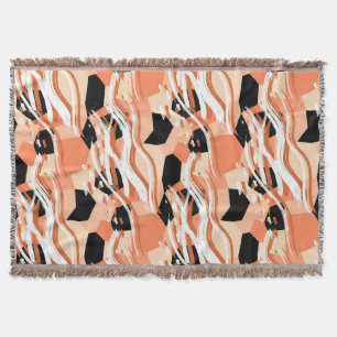Cobertor Peach Black White Abstrato Pattern.