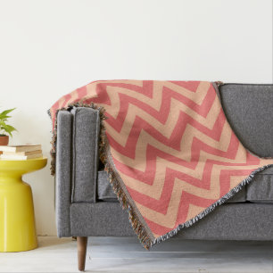 Cobertor Peach e Cranberry Chevron