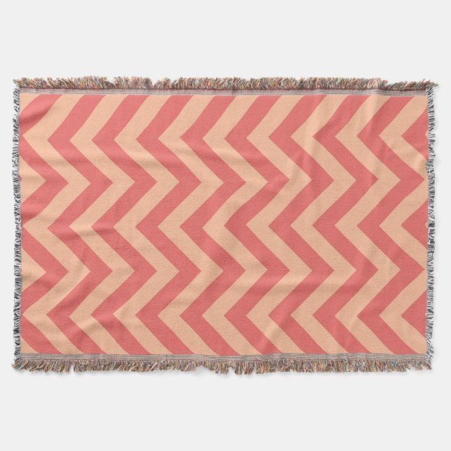 Cobertor Peach e Cranberry Chevron (Frente)