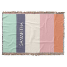 Peach Mint Modern Color Blocks Stripes Personaliza