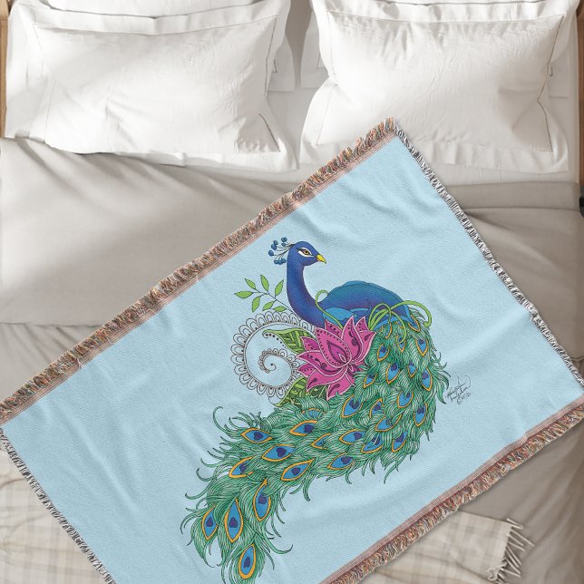 Cobertor Peacock Blue Lotus Flower Henna (Criador carregado)