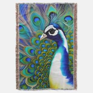 Cobertor Peacock Branco Azul e Verde
