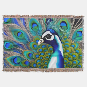 Cobertor Peacock Branco Azul e Verde