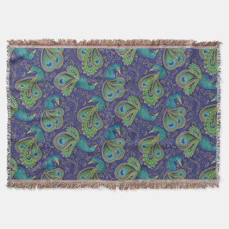 Cobertor Peacock Paisley Pattern Blue