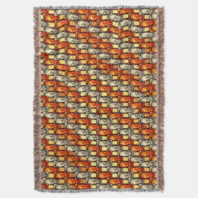 Cobertor Peças retangulares esculpidas bege e avermelhadas  (Frente Vertical)