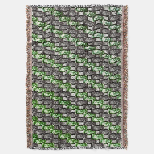 Cobertor Peças retangulares esculpidas e manchadas, cinzas  (Frente Vertical)