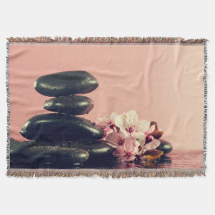 Cobertor Pedras Zen Pretas Flores