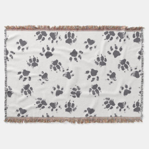 Cobertor Pegadas De Pata: Cachorro Monocromo Sem Costura.