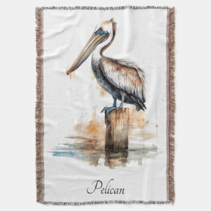 Cobertor Pelican parado sobre um poste