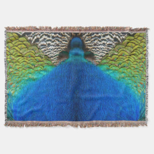 Cobertor Penas de Pavão IV Abstrato Colorido da Natureza