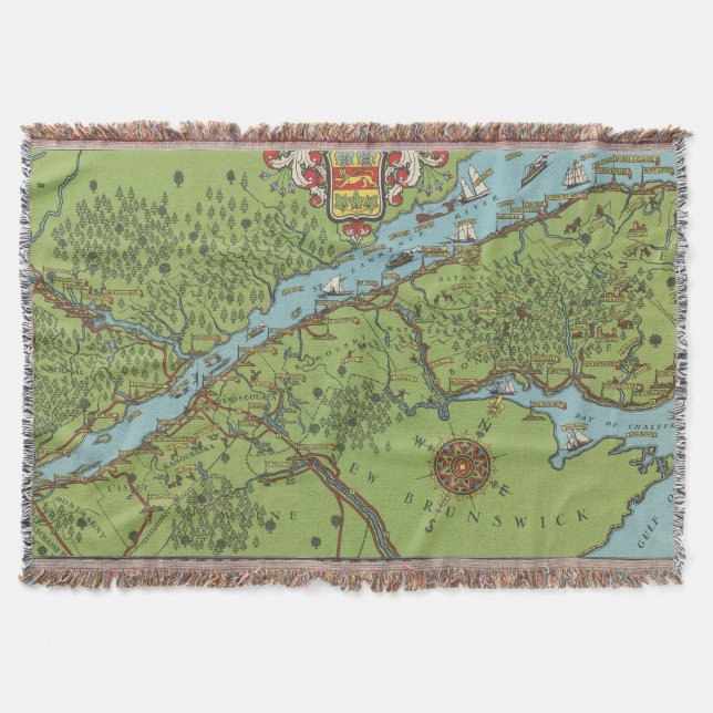 Cobertor Península de Gaspe, mapa de Canadá (Frente)