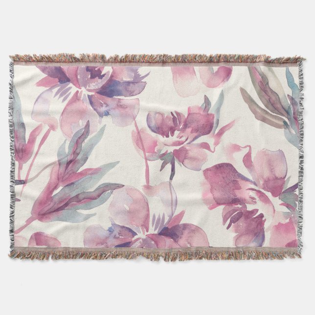 Cobertor Pêonias aquáticas: fundo floral sem costura. (Frente)