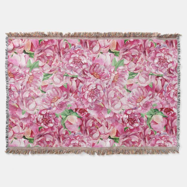Cobertor Peônias de cor-de-água rosa (Frente)