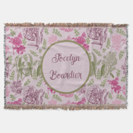 Cobertor Peony Rosa Botânica Personalizada Eucalyptus