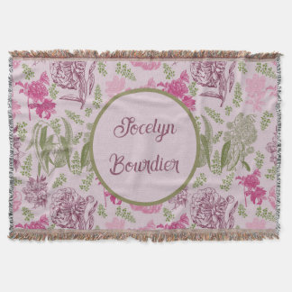 Cobertor Peony Rosa Botânica Personalizada Eucalyptus