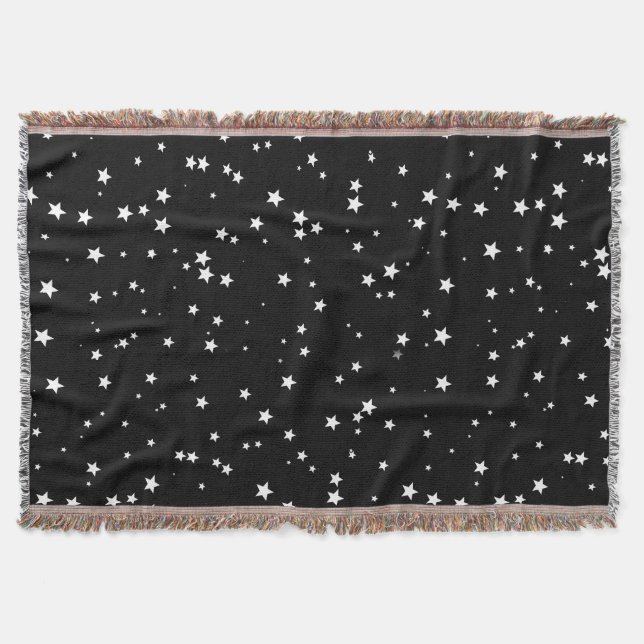 Cobertor Pequenas estrelas brancas em preto (Frente)