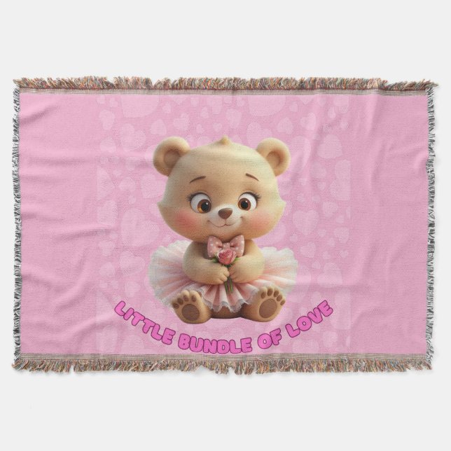 Cobertor Pequeno Pacote de Amor - Urso Bebê Bonito nos Des  (Frente)