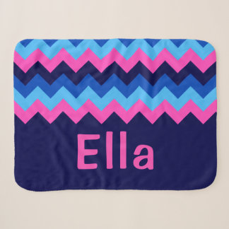 Cobertor Pequeno Sherpa Monograma Chevron Rosa Azu
