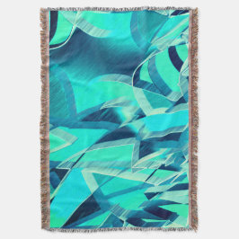 Cobertor Percursos cianos com garoa sobre fundo aquamarino