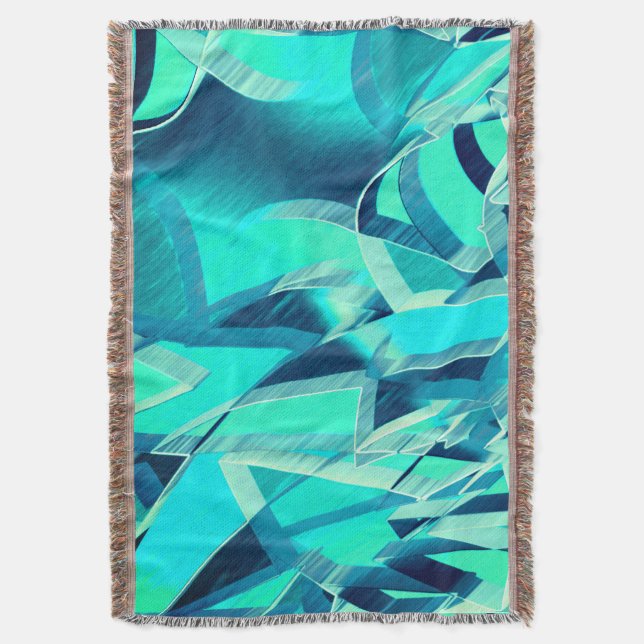 Cobertor Percursos cianos com garoa sobre fundo aquamarino (Frente Vertical)
