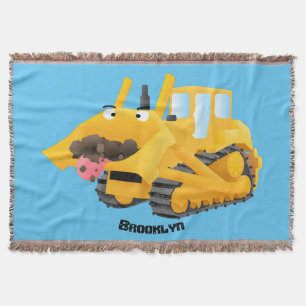 Cobertor Personagem de desenho animado de bulldozer amarelo