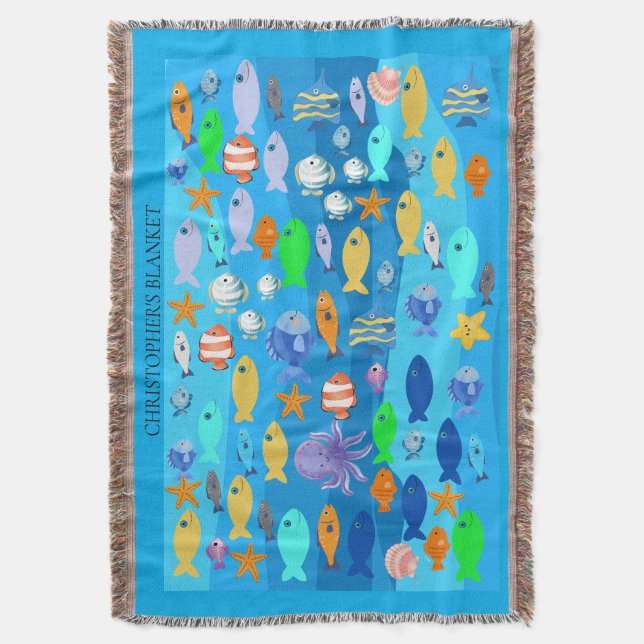 Cobertor Personalised Throw - Fish Design  (Frente Vertical)