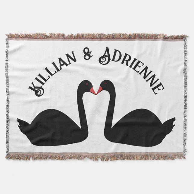 Cobertor Personalização de Swans Negros Beijando Casamento  (Frente)