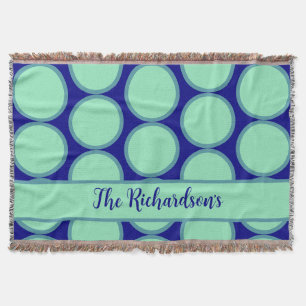 Cobertor Personalizado Azul Marinho Verde Menta Padrão de B