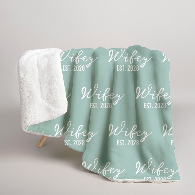 Cobertor Personalizado Sage Sherpa para Presente d (custom newlywed sherpa for bride and groom, mr & mrs blanket gift for her, wifey & hubby cozy gift,)